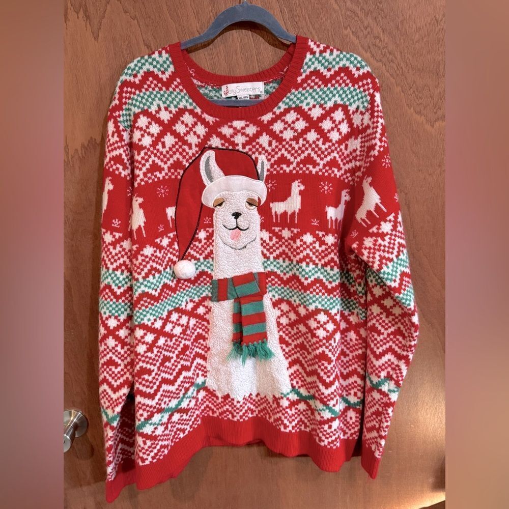 Jolly Sweaters Ugly Xmas Christmas Sweater derpy llama design size xxl